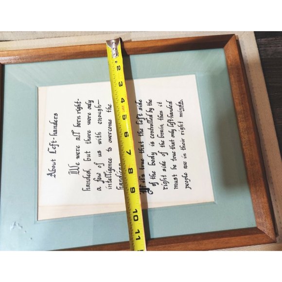 About Left-Handers Calligraphy Art Poem Verse Quotes Vintage 15x12" Signed - Picture 6 of 6